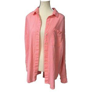 Old Navy Linen Cotton Blend Top Blouse Coral Beach Cover Size Large B44